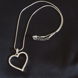 Heart necklace with crystal type stones. 18 inch.